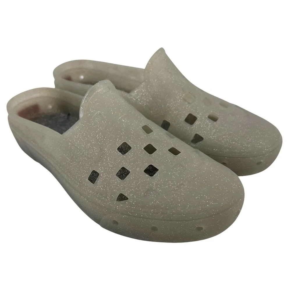 Vans Slip-On Mule TRK Translucent Grey Glitter Unisex Shoes US Mens 8 Womens 9.5